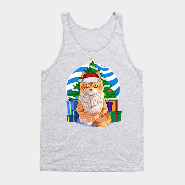 Maine Coon Cat Santa Christmas Gift Tank Top by Noseking